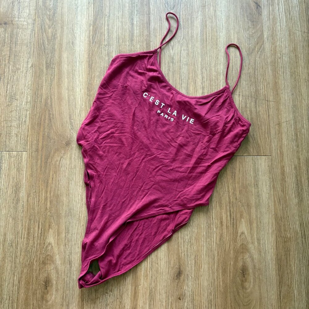 SHEIN Sleeveless Tank Fitted Graphic Bodysuit Magenta Pink Women’s Size XL